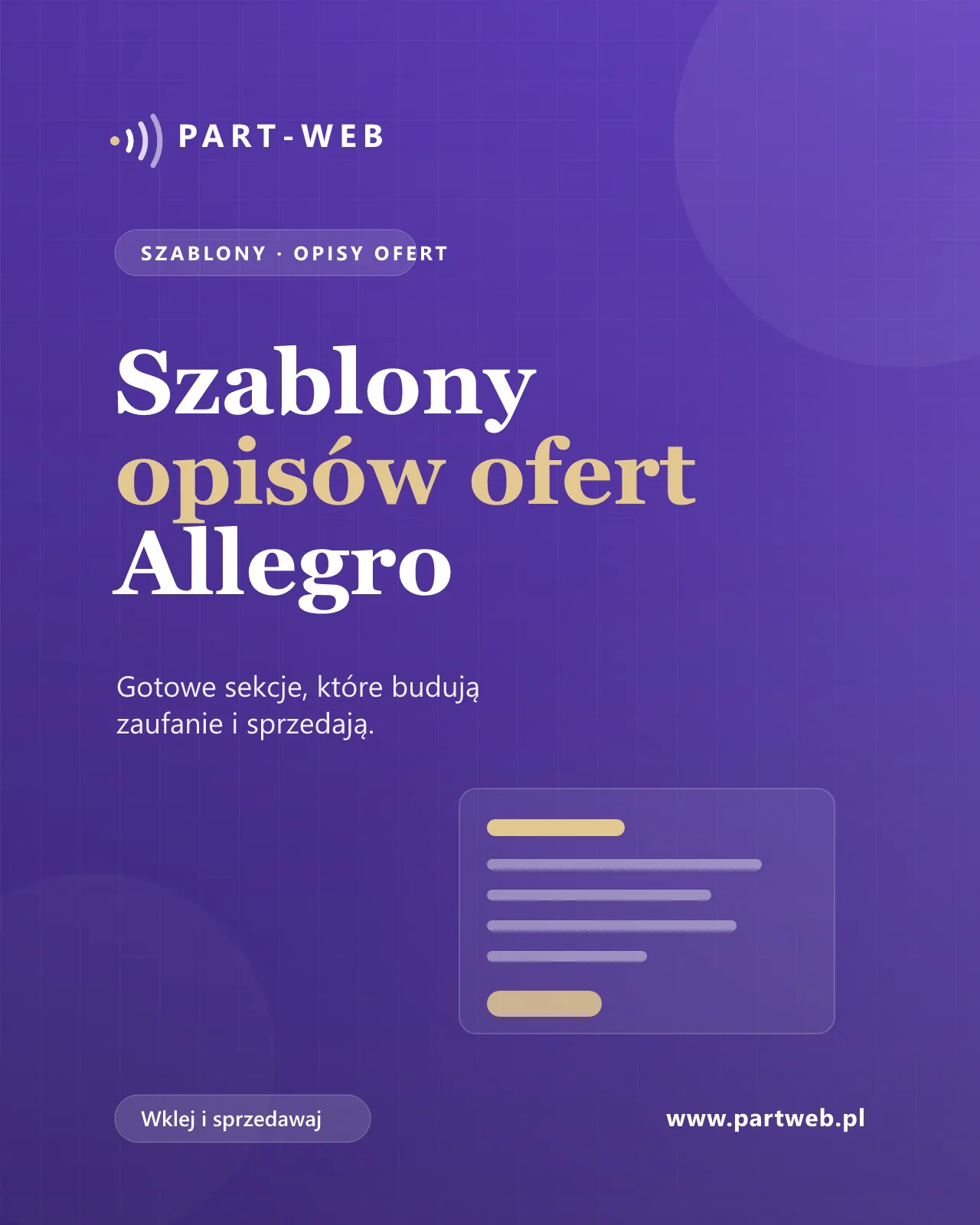 Okładka: Pakiet szablonów opisów ofert Allegro