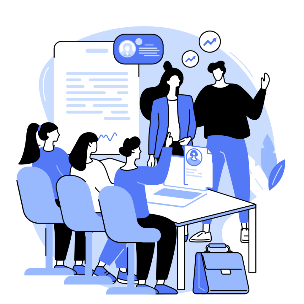 Zespół ekspertów firmy e-commerce NAJUŻ omawiający strategię rozwoju sklepu internetowego