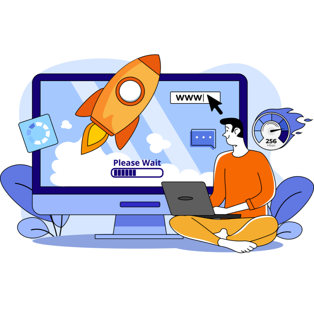 Tworzenie stron internetowych – ilustracja programisty przy komputerze